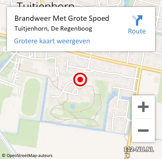 Locatie op kaart van de 112 melding: Brandweer Met Grote Spoed Naar Tuitjenhorn, De Regenboog op 5 oktober 2013 07:53