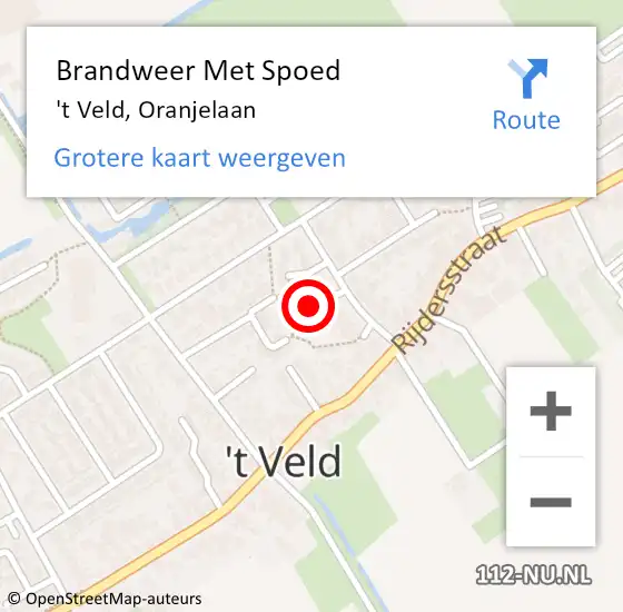 Locatie op kaart van de 112 melding: Brandweer Met Spoed Naar 't Veld, Oranjelaan op 6 juli 2021 18:16