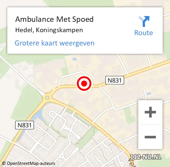 Locatie op kaart van de 112 melding: Ambulance Met Spoed Naar Hedel, Koningskampen op 6 juli 2021 18:33