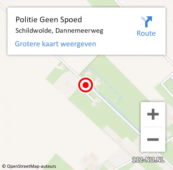 Locatie op kaart van de 112 melding: Politie Geen Spoed Naar Schildwolde, Dannemeerweg op 6 juli 2021 18:35