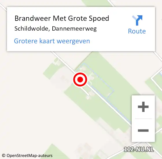 Locatie op kaart van de 112 melding: Brandweer Met Grote Spoed Naar Schildwolde, Dannemeerweg op 6 juli 2021 18:35