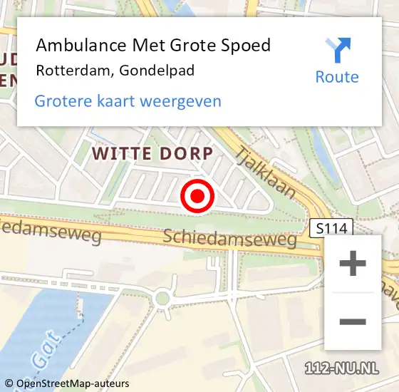 Locatie op kaart van de 112 melding: Ambulance Met Grote Spoed Naar Rotterdam, Gondelpad op 6 juli 2021 18:38
