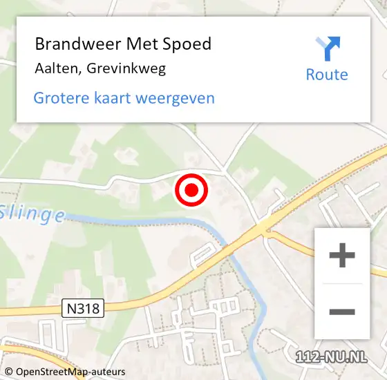 Locatie op kaart van de 112 melding: Brandweer Met Spoed Naar Aalten, Grevinkweg op 6 juli 2021 18:46