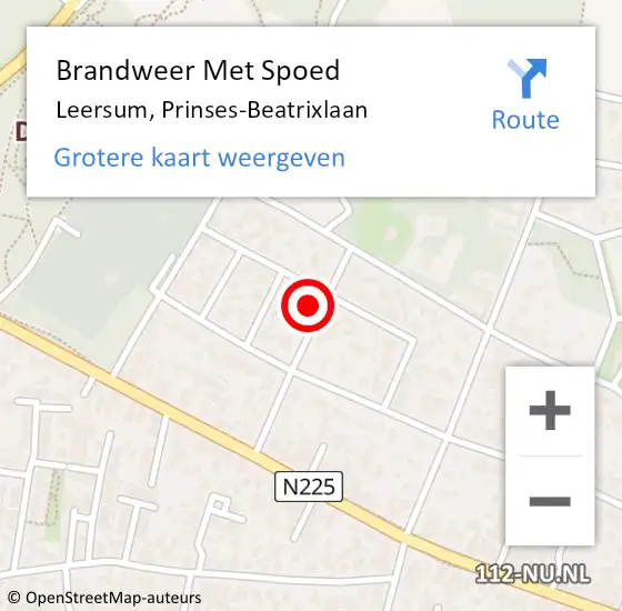 Locatie op kaart van de 112 melding: Brandweer Met Spoed Naar Leersum, Prinses-Beatrixlaan op 6 juli 2021 18:47