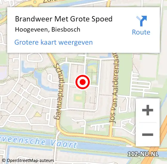 Locatie op kaart van de 112 melding: Brandweer Met Grote Spoed Naar Hoogeveen, Biesbosch op 6 juli 2021 18:48