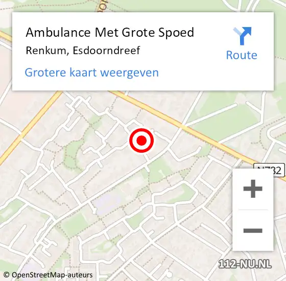 Locatie op kaart van de 112 melding: Ambulance Met Grote Spoed Naar Renkum, Esdoorndreef op 6 juli 2021 18:50