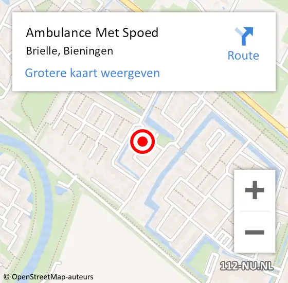 Locatie op kaart van de 112 melding: Ambulance Met Spoed Naar Brielle, Bieningen op 6 juli 2021 18:57