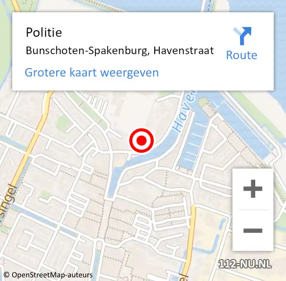 Locatie op kaart van de 112 melding: Politie Bunschoten-Spakenburg, Havenstraat op 6 juli 2021 19:13