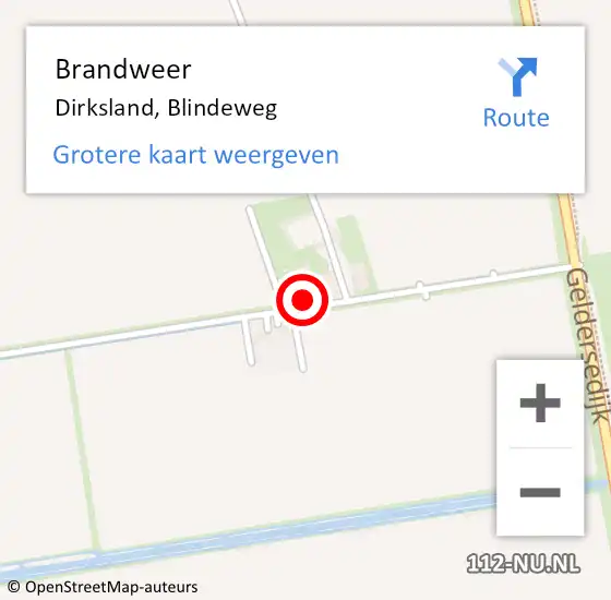 Locatie op kaart van de 112 melding: Brandweer Dirksland, Blindeweg op 6 juli 2021 19:31