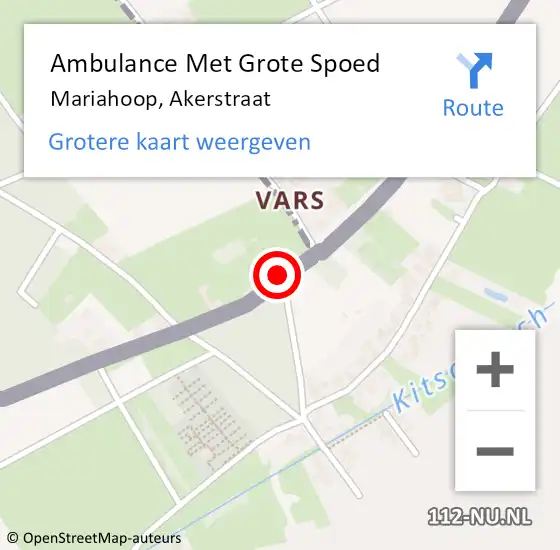 Locatie op kaart van de 112 melding: Ambulance Met Grote Spoed Naar Mariahoop, Akerstraat op 15 juni 2014 16:01