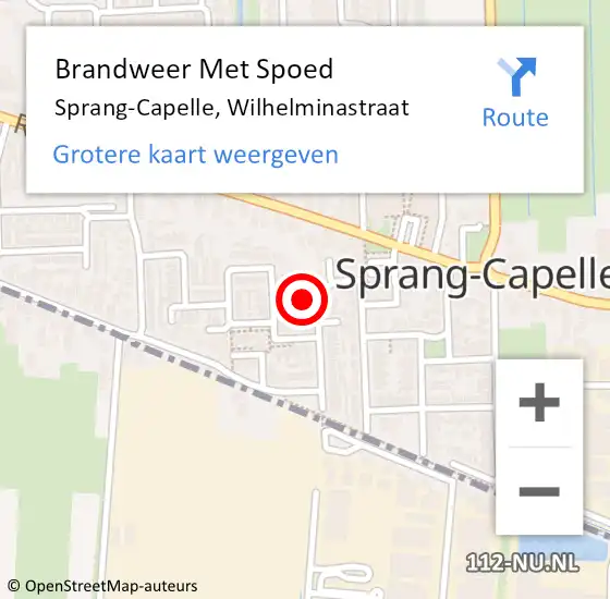 Locatie op kaart van de 112 melding: Brandweer Met Spoed Naar Sprang-Capelle, Wilhelminastraat op 6 juli 2021 19:45