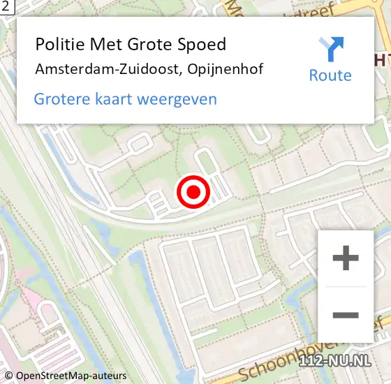 Locatie op kaart van de 112 melding: Politie Met Grote Spoed Naar Amsterdam-Zuidoost, Opijnenhof op 6 juli 2021 19:51