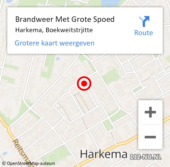 Locatie op kaart van de 112 melding: Brandweer Met Grote Spoed Naar Harkema, Boekweitstrjitte op 6 juli 2021 20:03