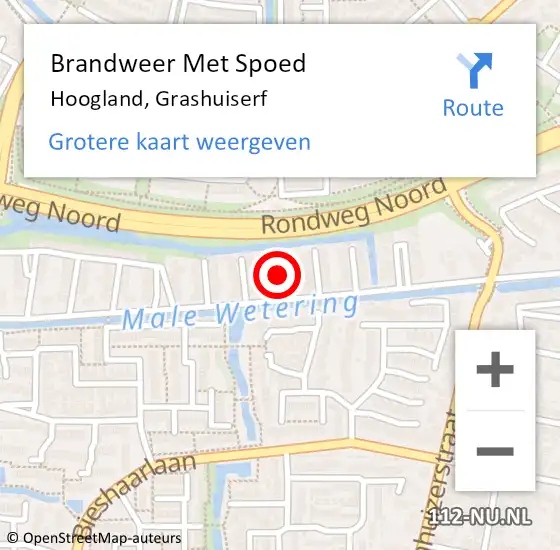 Locatie op kaart van de 112 melding: Brandweer Met Spoed Naar Hoogland, Grashuiserf op 6 juli 2021 20:08