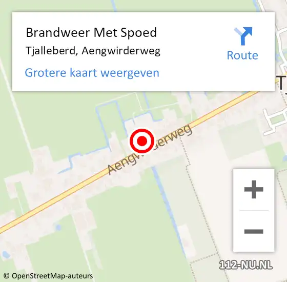 Locatie op kaart van de 112 melding: Brandweer Met Spoed Naar Tjalleberd, Aengwirderweg op 6 juli 2021 20:14