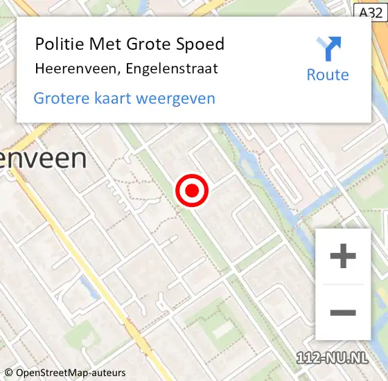 Locatie op kaart van de 112 melding: Politie Met Grote Spoed Naar Heerenveen, Engelenstraat op 6 juli 2021 20:16