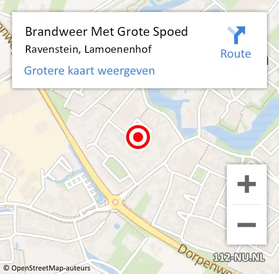 Locatie op kaart van de 112 melding: Brandweer Met Grote Spoed Naar Ravenstein, Lamoenenhof op 6 juli 2021 20:40