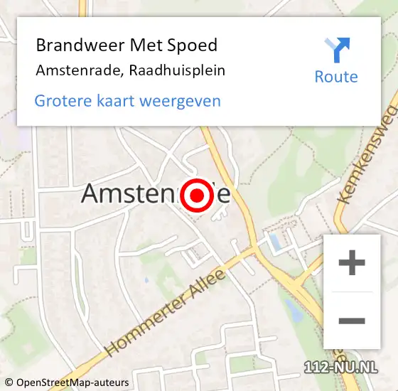 Locatie op kaart van de 112 melding: Brandweer Met Spoed Naar Amstenrade, Raadhuisplein op 6 juli 2021 20:50