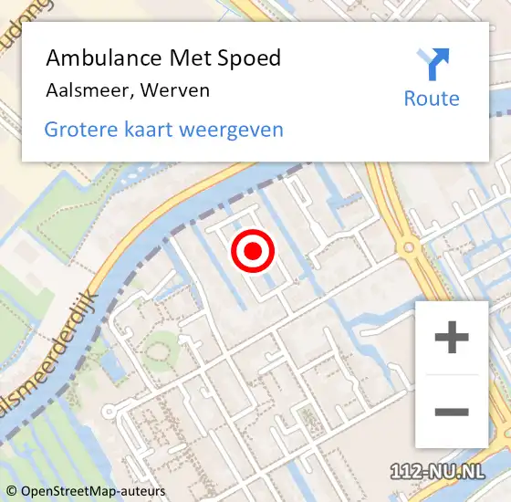 Locatie op kaart van de 112 melding: Ambulance Met Spoed Naar Aalsmeer, Werven op 6 juli 2021 21:33