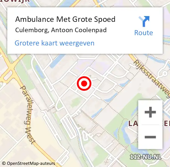 Locatie op kaart van de 112 melding: Ambulance Met Grote Spoed Naar Culemborg, Antoon Coolenpad op 6 juli 2021 21:48