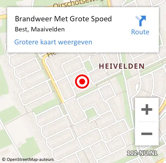 Locatie op kaart van de 112 melding: Brandweer Met Grote Spoed Naar Best, Maaivelden op 6 juli 2021 21:57