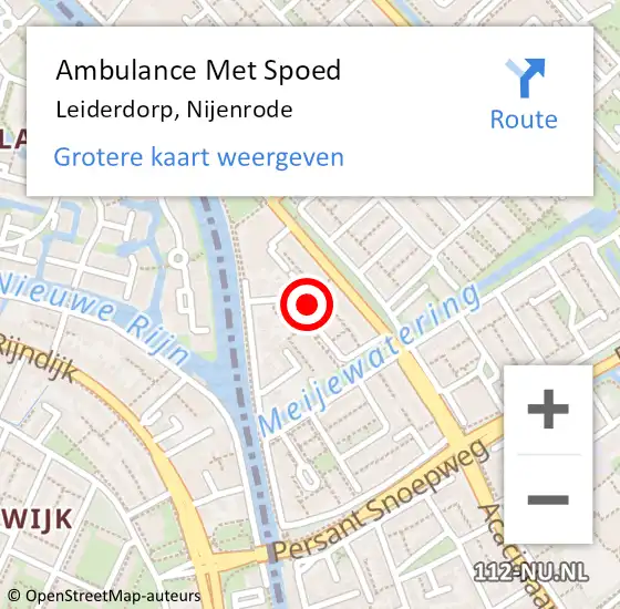 Locatie op kaart van de 112 melding: Ambulance Met Spoed Naar Leiderdorp, Nijenrode op 6 juli 2021 22:16