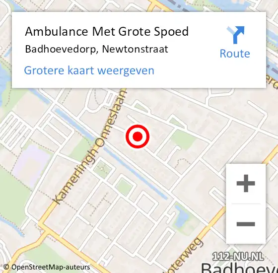 Locatie op kaart van de 112 melding: Ambulance Met Grote Spoed Naar Badhoevedorp, Newtonstraat op 6 juli 2021 22:16