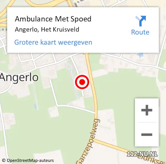 Locatie op kaart van de 112 melding: Ambulance Met Spoed Naar Angerlo, Het Kruisveld op 6 juli 2021 22:18