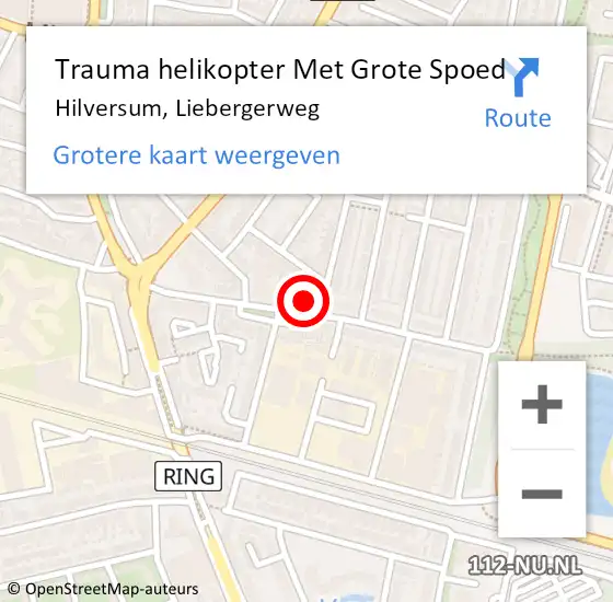 Locatie op kaart van de 112 melding: Trauma helikopter Met Grote Spoed Naar Hilversum, Liebergerweg op 6 juli 2021 22:29