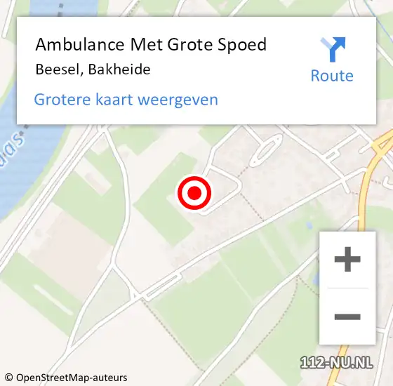 Locatie op kaart van de 112 melding: Ambulance Met Grote Spoed Naar Beesel, Bakheide op 15 juni 2014 16:17