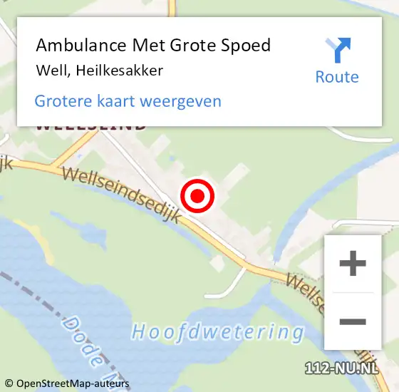 Locatie op kaart van de 112 melding: Ambulance Met Grote Spoed Naar Well, Heilkesakker op 6 juli 2021 22:47