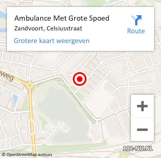 Locatie op kaart van de 112 melding: Ambulance Met Grote Spoed Naar Zandvoort, Celsiusstraat op 6 juli 2021 23:00