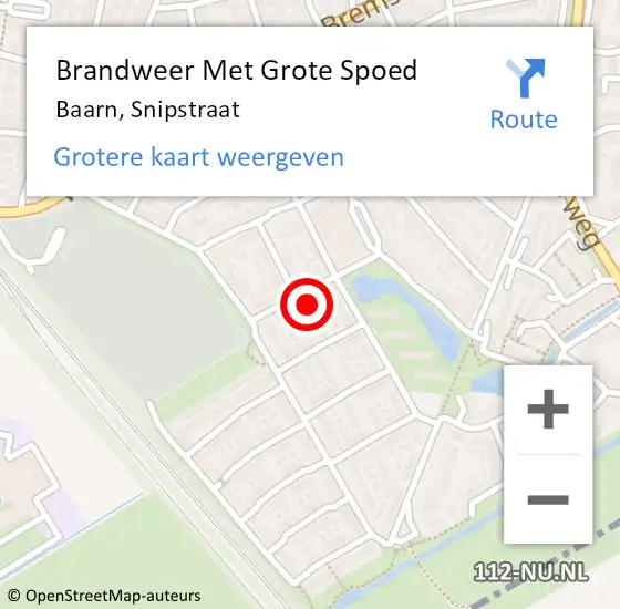 Locatie op kaart van de 112 melding: Brandweer Met Grote Spoed Naar Baarn, Snipstraat op 7 juli 2021 00:00