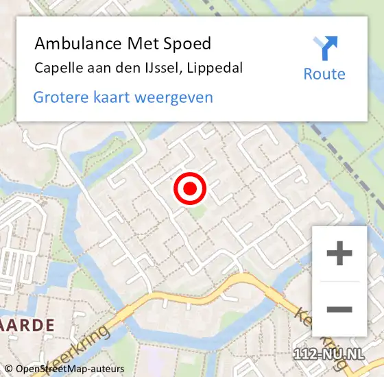 Locatie op kaart van de 112 melding: Ambulance Met Spoed Naar Capelle aan den IJssel, Lippedal op 7 juli 2021 00:03