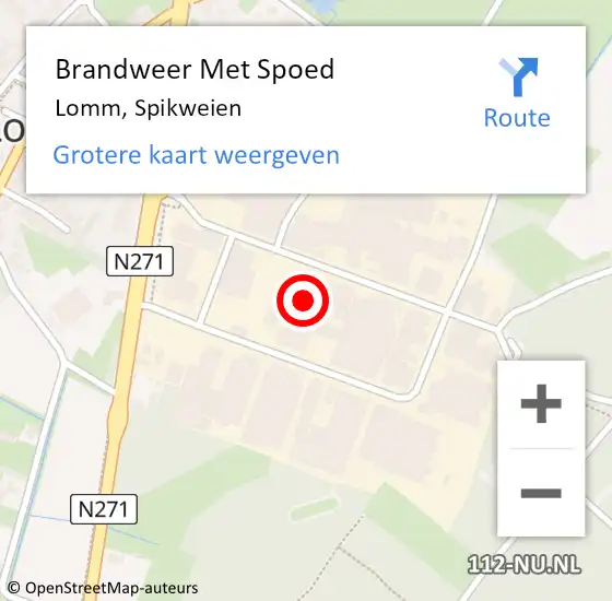 Locatie op kaart van de 112 melding: Brandweer Met Spoed Naar Lomm, Spikweien op 7 juli 2021 00:26