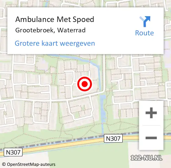 Locatie op kaart van de 112 melding: Ambulance Met Spoed Naar Grootebroek, Waterrad op 7 juli 2021 01:00