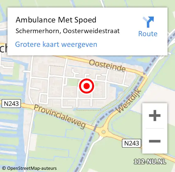 Locatie op kaart van de 112 melding: Ambulance Met Spoed Naar Schermerhorn, Oosterweidestraat op 7 juli 2021 01:11