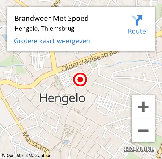 Locatie op kaart van de 112 melding: Brandweer Met Spoed Naar Hengelo, Thiemsbrug op 7 juli 2021 01:53