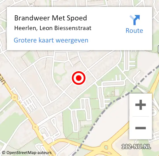 Locatie op kaart van de 112 melding: Brandweer Met Spoed Naar Heerlen, Leon Biessenstraat op 7 juli 2021 02:33