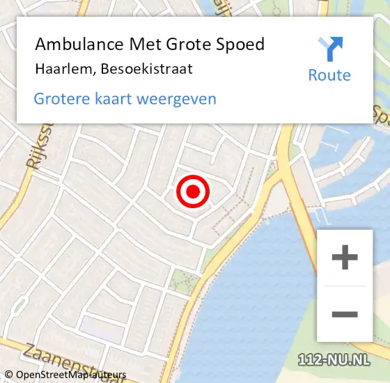 Locatie op kaart van de 112 melding: Ambulance Met Grote Spoed Naar Haarlem, Besoekistraat op 7 juli 2021 02:35