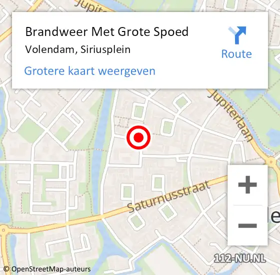 Locatie op kaart van de 112 melding: Brandweer Met Grote Spoed Naar Volendam, Siriusplein op 7 juli 2021 02:54