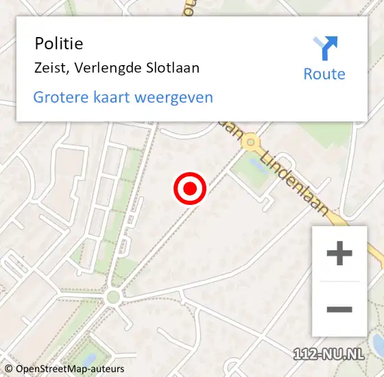 Locatie op kaart van de 112 melding: Politie Zeist, Verlengde Slotlaan op 7 juli 2021 03:48