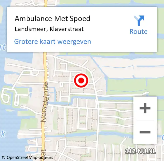 Locatie op kaart van de 112 melding: Ambulance Met Spoed Naar Landsmeer, Klaverstraat op 7 juli 2021 05:07