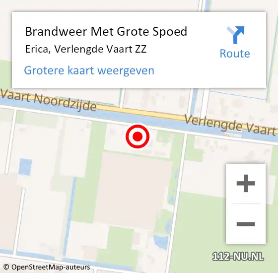 Locatie op kaart van de 112 melding: Brandweer Met Grote Spoed Naar Erica, Verlengde Vaart ZZ op 7 juli 2021 06:27