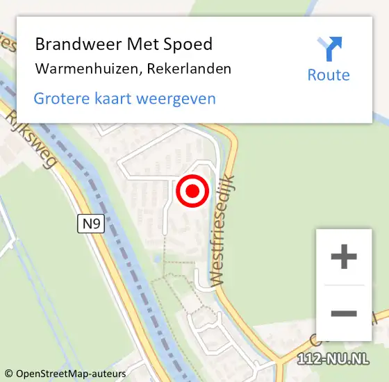 Locatie op kaart van de 112 melding: Brandweer Met Spoed Naar Warmenhuizen, Rekerlanden op 7 juli 2021 06:49