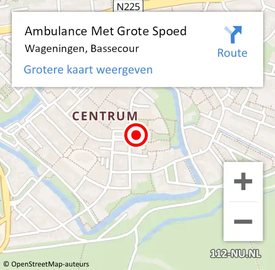 Locatie op kaart van de 112 melding: Ambulance Met Grote Spoed Naar Wageningen, Bassecour op 7 juli 2021 06:56