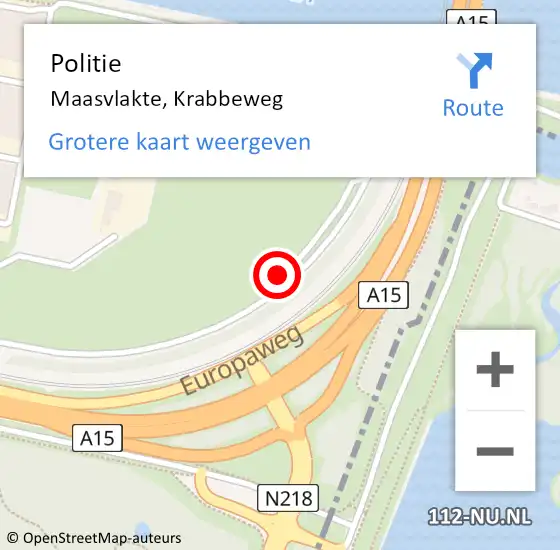 Locatie op kaart van de 112 melding: Politie Maasvlakte, Krabbeweg op 7 juli 2021 06:57