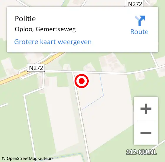 Locatie op kaart van de 112 melding: Politie Oploo, Gemertseweg op 7 juli 2021 07:04