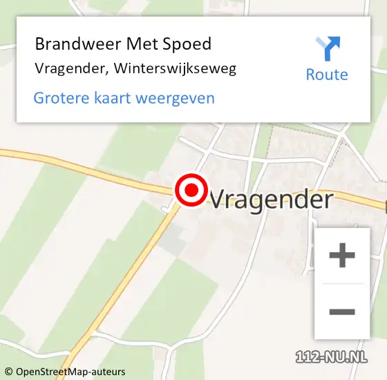 Locatie op kaart van de 112 melding: Brandweer Met Spoed Naar Vragender, Winterswijkseweg op 7 juli 2021 07:21