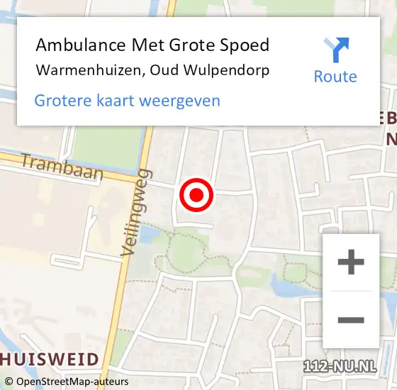 Locatie op kaart van de 112 melding: Ambulance Met Grote Spoed Naar Warmenhuizen, Oud Wulpendorp op 7 juli 2021 07:31